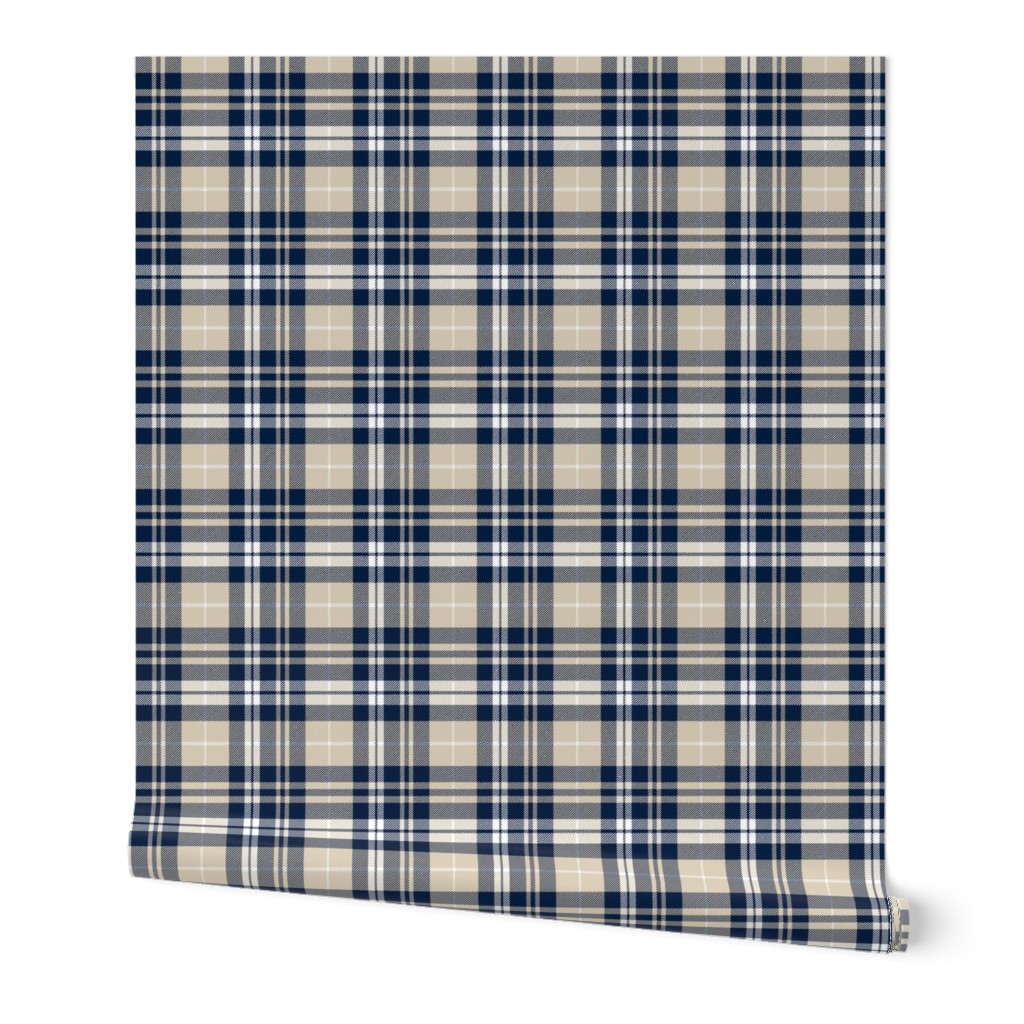 fall plaid || navy, tan, white