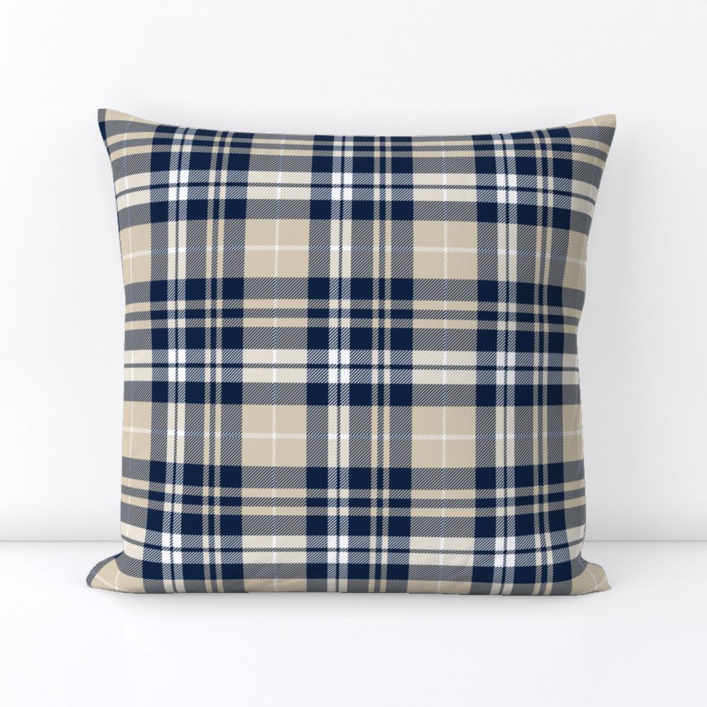 fall plaid || navy, tan, white