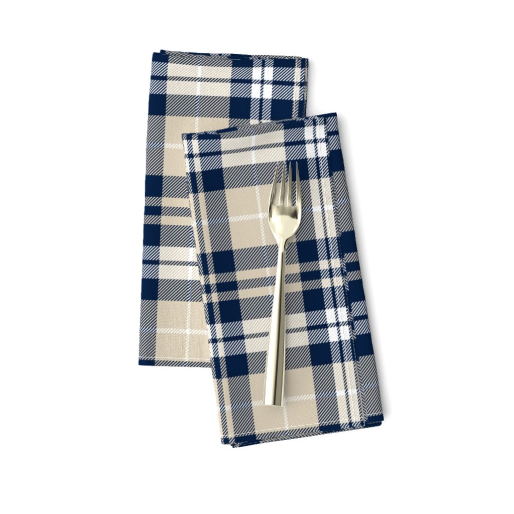 fall plaid || navy, tan, white