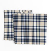 fall plaid || navy, tan, white