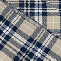 fall plaid || navy, tan, white