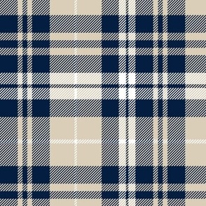 fall plaid || navy, tan, white