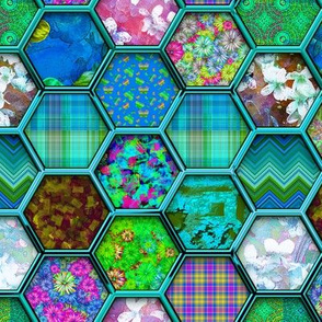 METALLIC MIX HEXIES 3D TURQUOISE AQUA BLUE