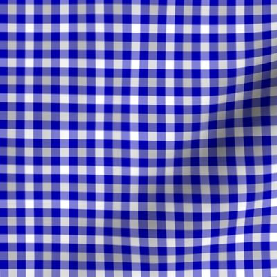 cobalt, silver and white gingham, 1/4" squares 