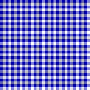 cobalt, silver and white gingham, 1/4" squares 