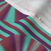 AW1 - Medium - Swirling Windmill Polka Dots on Stripes in Aquamarine - Purple - Burgundy