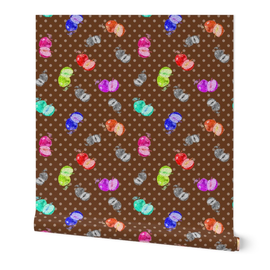 HAPPY APPLES SMALL BROWN DOTTY RETRO VINTAGE brown