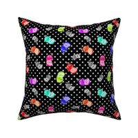 HAPPY APPLES SMALL BLACK DOTTY RETRO VINTAGE