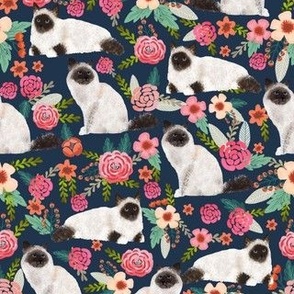 birman cat floral fabric cute seal point birman cat design cute florals cat fabric cat lady designs cute cats