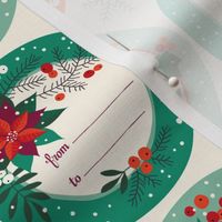 Poinsettia vintage christmas labels