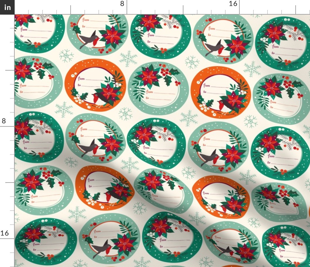 Poinsettia vintage christmas labels