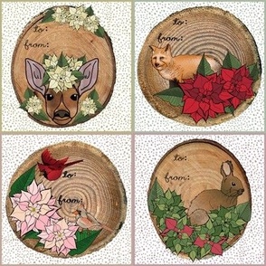 Winter Woodland Friends in a Poinsettia Garden  