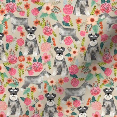 schnauzer floral dog fabric cute vintage florals fabrics cute floral design schnauzers neutral dog fabric