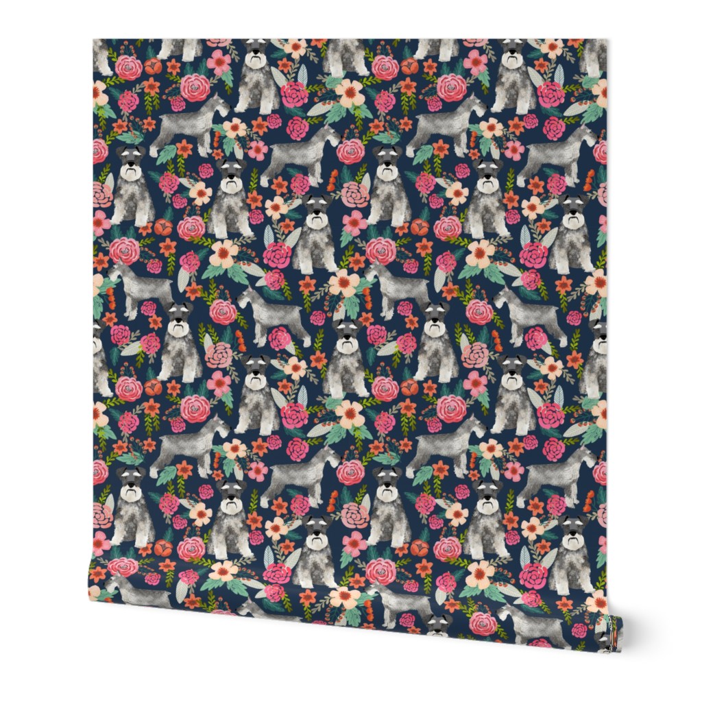 schnauzer floral dog fabric cute vintage florals fabrics cute floral design schnauzers neutral dog fabric