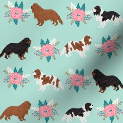 cavalier king charles spaniel dogs cute dog fabric florals dog fabrics cute floral dogs