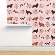 cavalier king charles spaniel pink florals fabric cute dog floral fabrics