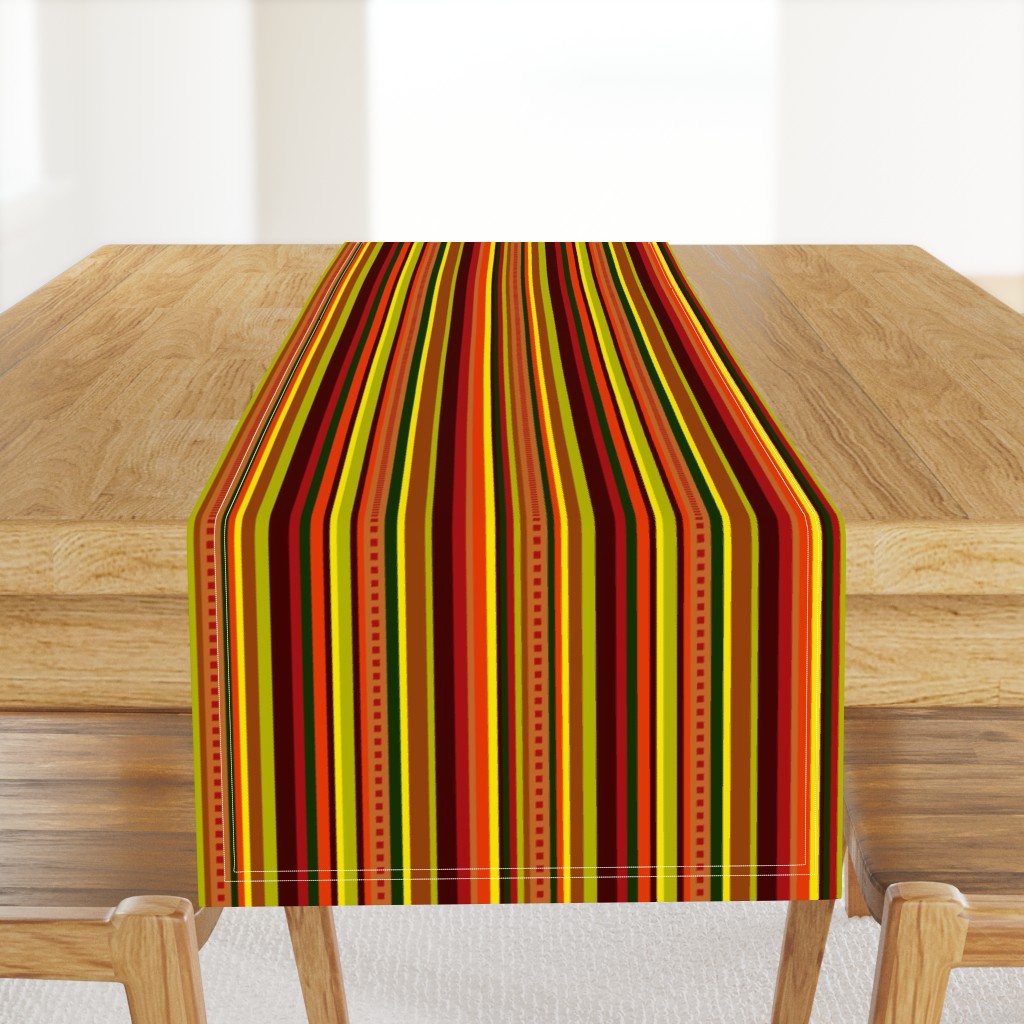 BN11 -  Variegated Stripe in Brown - Orange - Red - Yellow - Green - Lengthwise