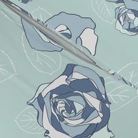 Retro Roses-Blue and White