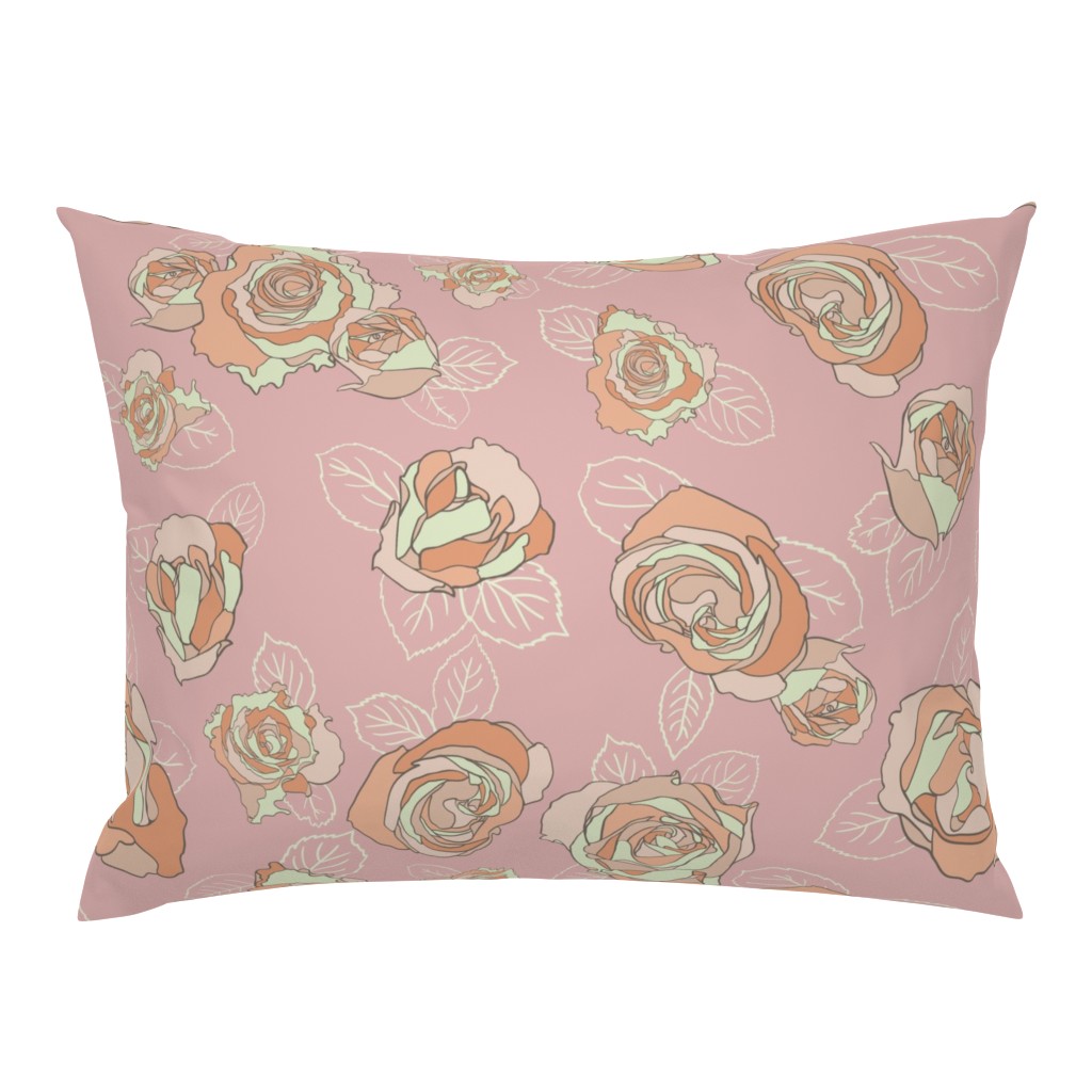 Retro Roses-Pink and Orange