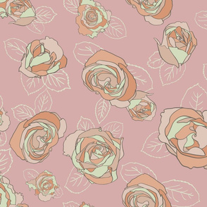 Retro Roses-Pink and Orange