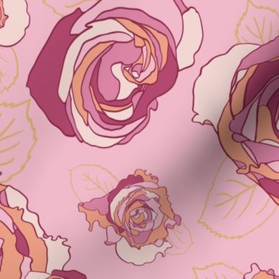 Retro Roses-Pink and Orange