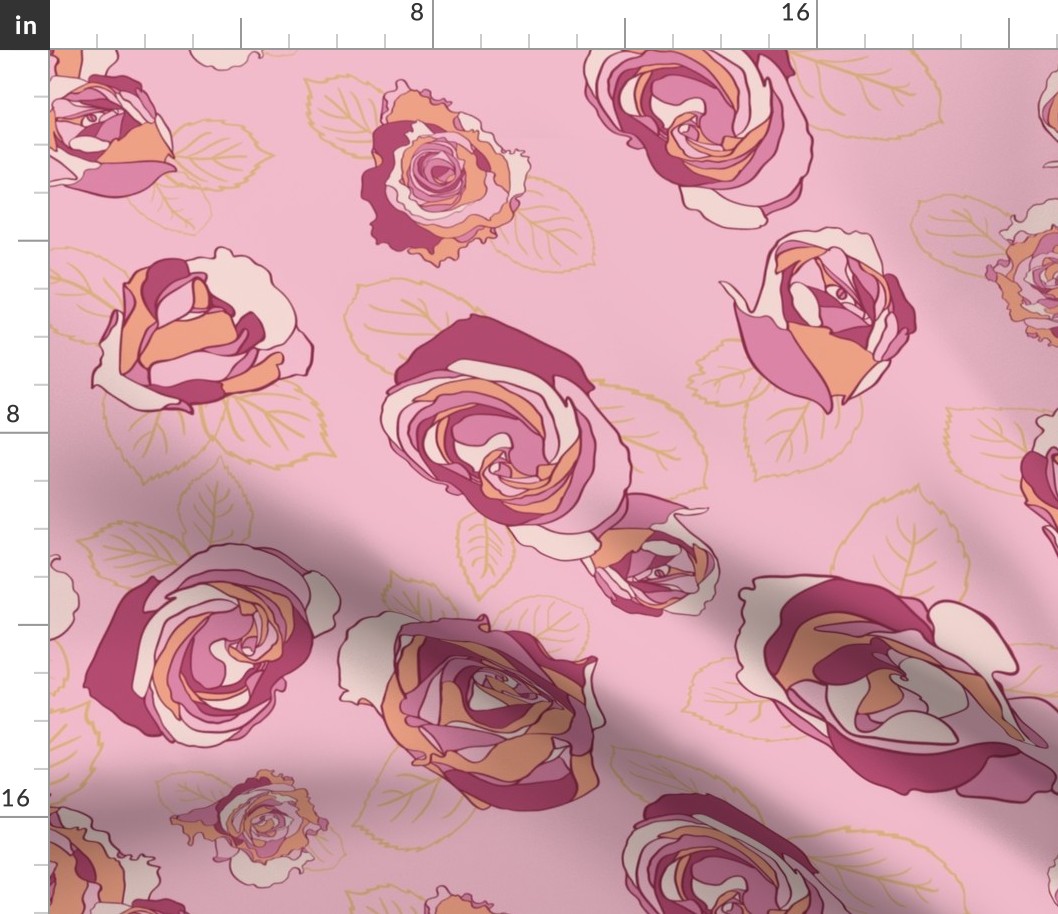 Retro Roses-Pink and Orange