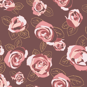 Retro Roses-Brown and Pink