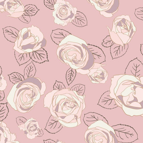 Retro Roses-Pink and Brown