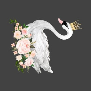 Swan with Roses in Grey - 90 degrees