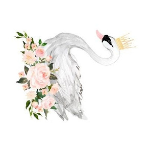 Swan with Roses in White - 90 degrees