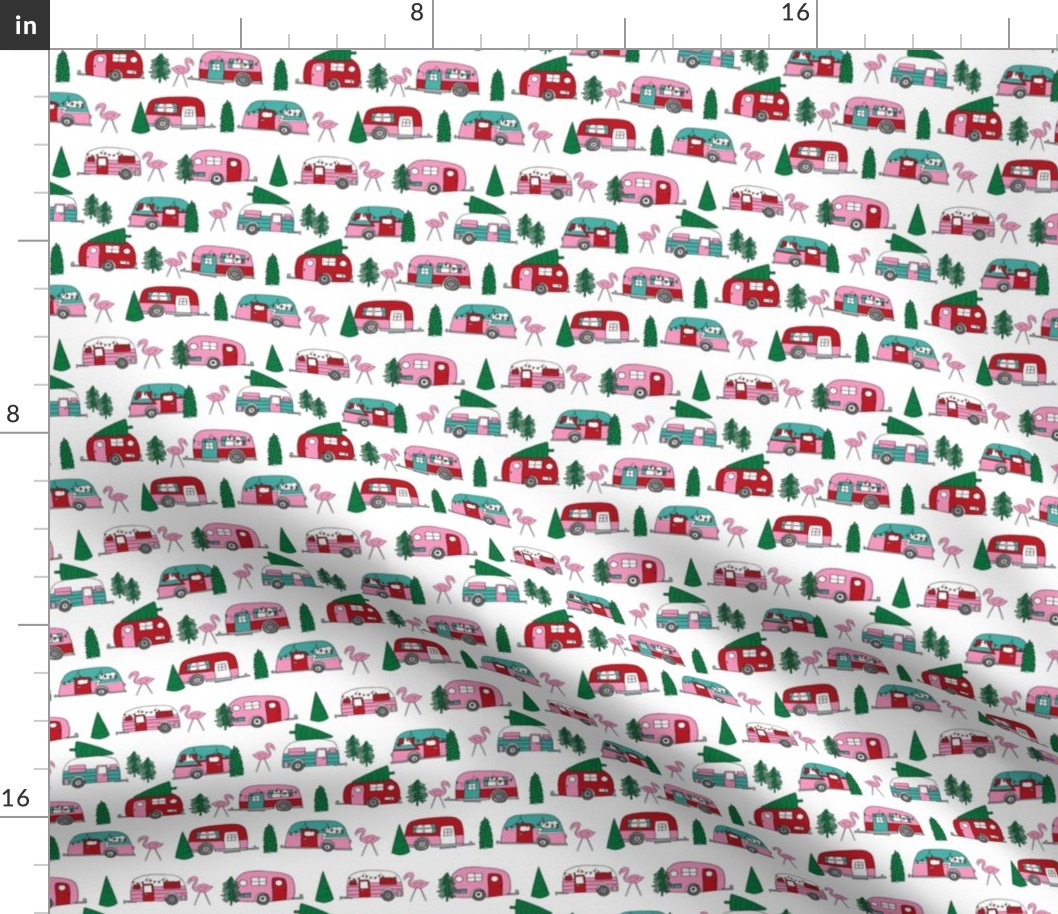 christmas campers // pink and green xmas holiday christmas fabric cute holiday christmas designs