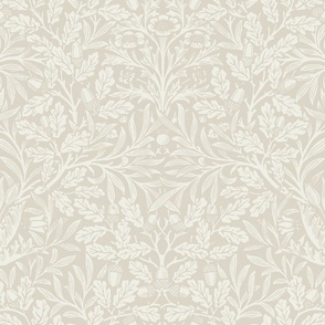 Acorn Damask William Morris in Benjamin Moore White Dove and Natural Cream