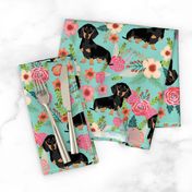 doxie dog dachshund dachshunds fabric cute flowers mint girls sweet baby clothing fabric organic fabric for babies