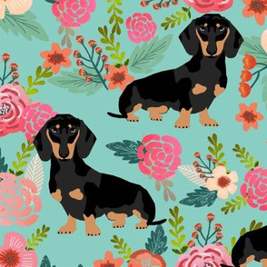 doxie dog dachshund dachshunds fabric cute flowers mint girls sweet baby clothing fabric organic fabric for babies