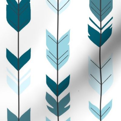 Arrow feathers - Winslow Blues on White - Teal 