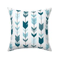 Arrow feathers - Winslow Blues on White - Teal 