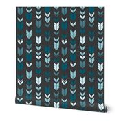 Arrows Feathers - Winslow Blues and Teals on Dark Gray- Charcoal Grey