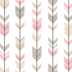 Arrow Feathers - tan and Pink on white