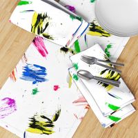 Colorful paint brush strokes painting splatter blue yellow pink orange