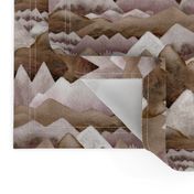 Watercolor Mountains Brown Pink