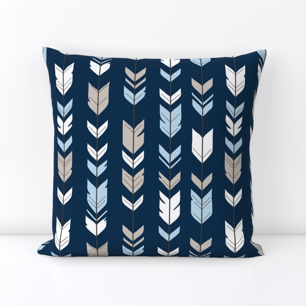 Arrow Feathers - Baby Blue/White/Navy - CottonWood