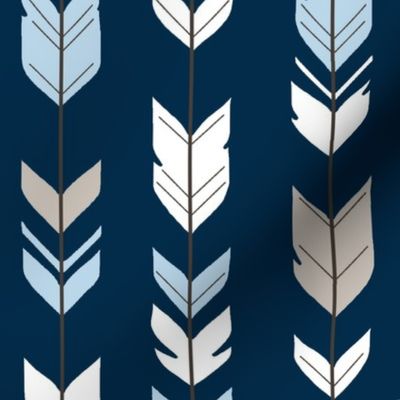 Arrow Feathers - Baby Blue/White/Navy - CottonWood