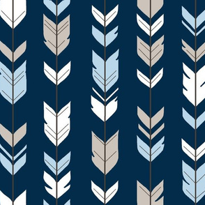 Arrow Feathers - Baby Blue/White/Navy - CottonWood