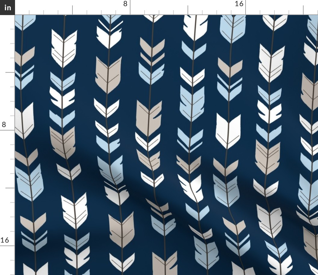 Arrow Feathers - Baby Blue/White/Navy - CottonWood