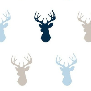 Deer- baby blue/beige/navy on white - -cottonwood-ch-ch