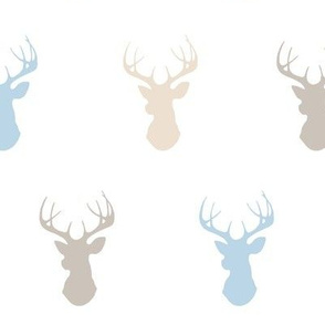 Deer- baby blue/beige/cream on white - Cottonwood-ch-ch-ch