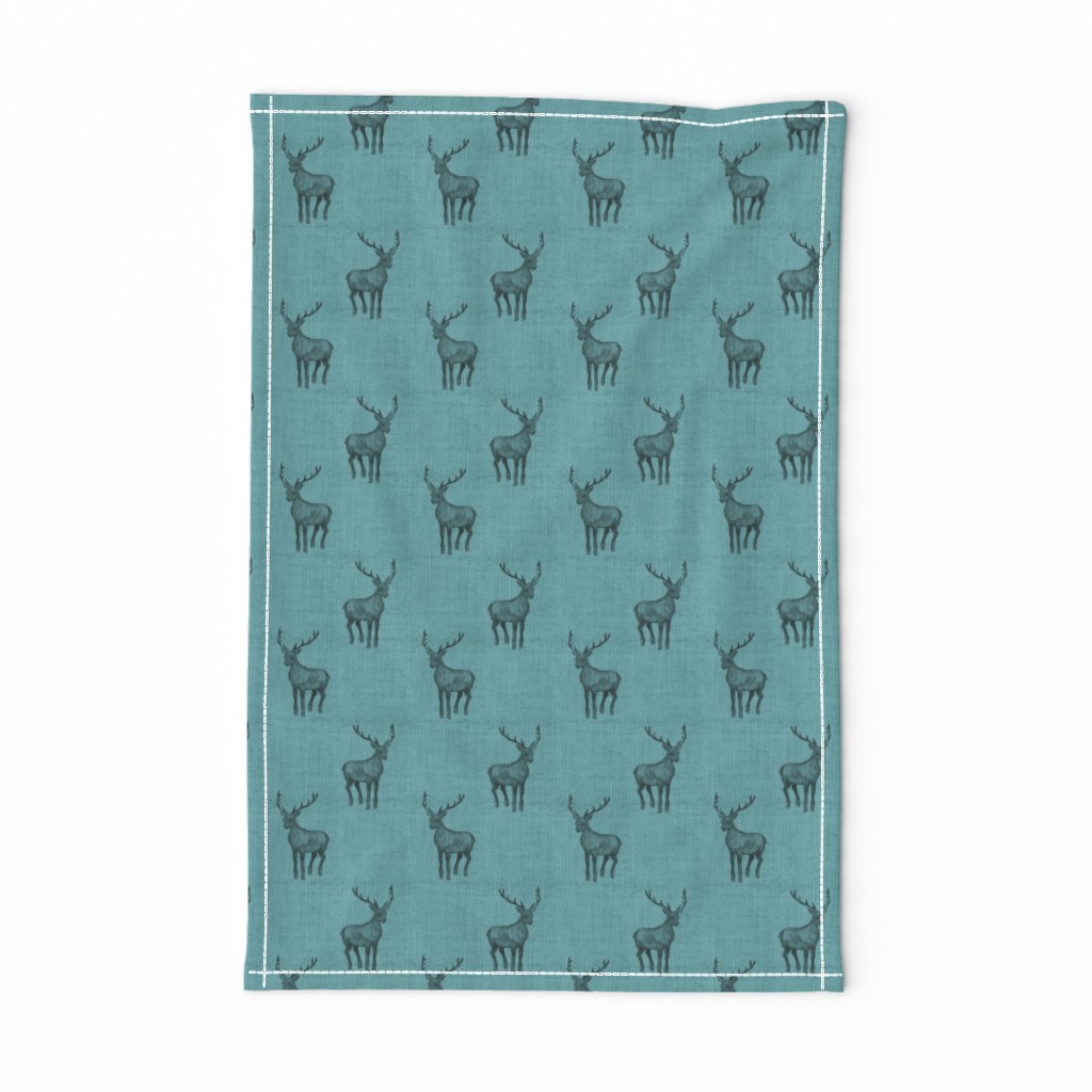 Mint Stag on Linen