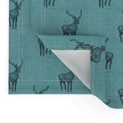 Mint Stag on Linen