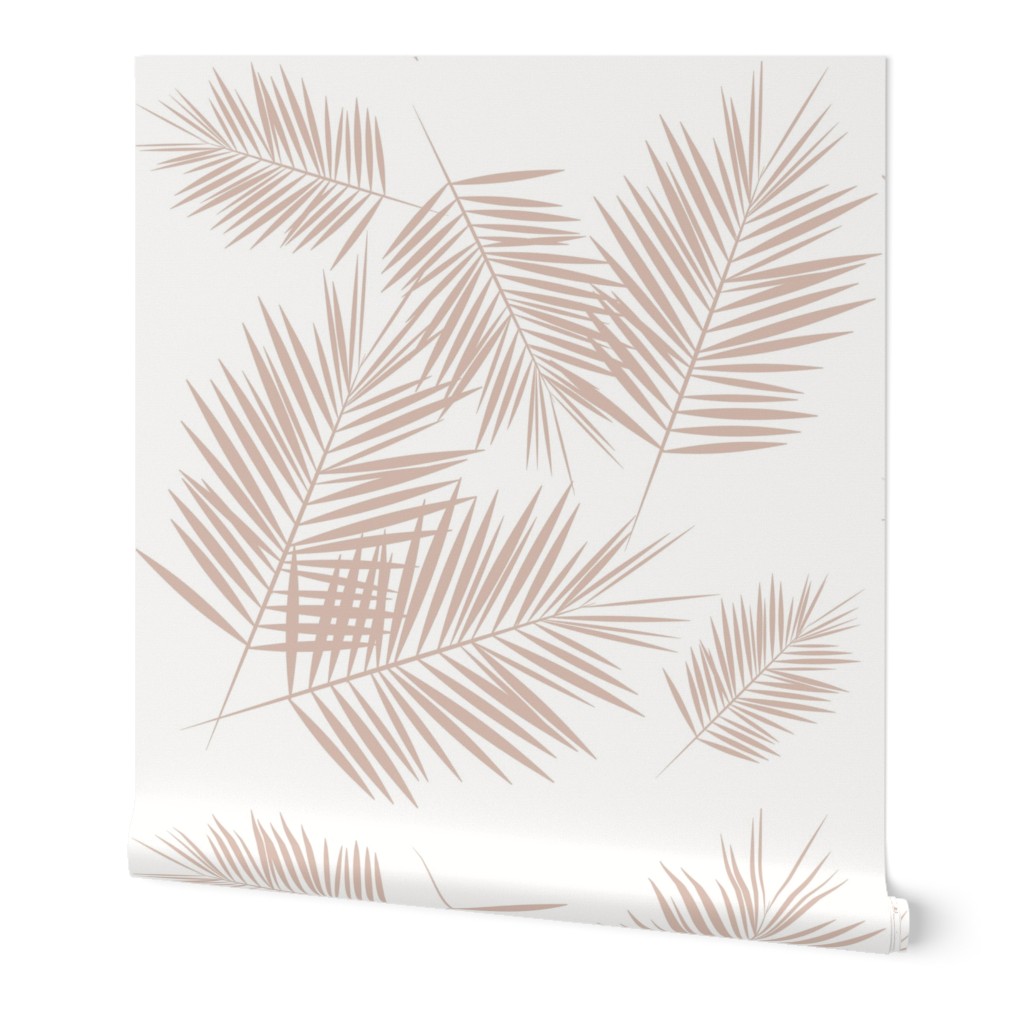 Palm leaf - blush on white tropical palm tree