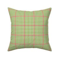 tartan check - apple red and green on white